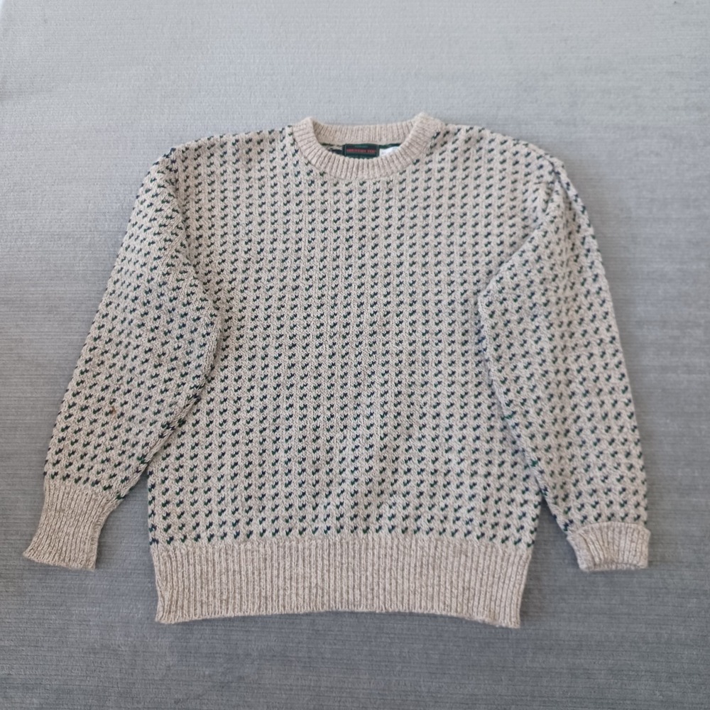 Mountain Tek Birdeyes Wool Blend Sweater‎ Mens XL Beige Knit Stretch Casual